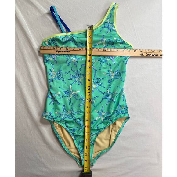 Lands End 1 Piece Starfish Swimsuit‎ Blue Green Size XL 14-16 - Picture 7 of 8